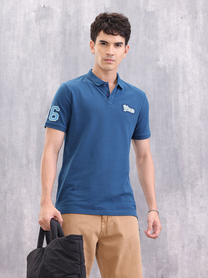 Sporty Slim Fit Polo T-Shirt | Blue