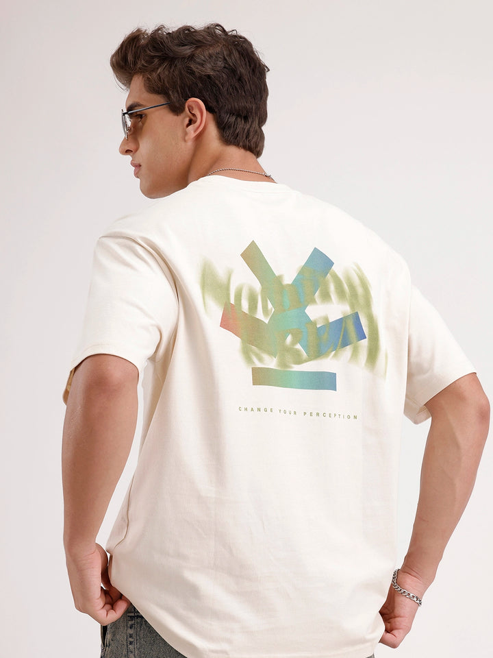 Oversized Fit Back Printed T-Shirt | Beige