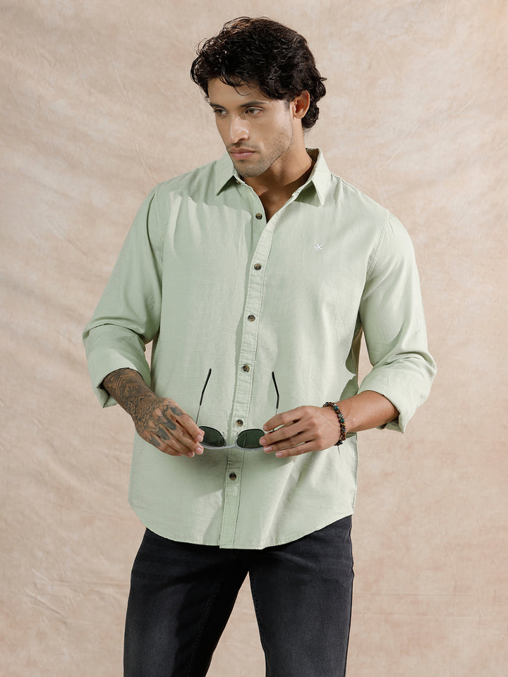 Textured Regular Fit Shirt | Light Green