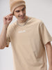 Relax Printed Beige Oversized T-Shirt