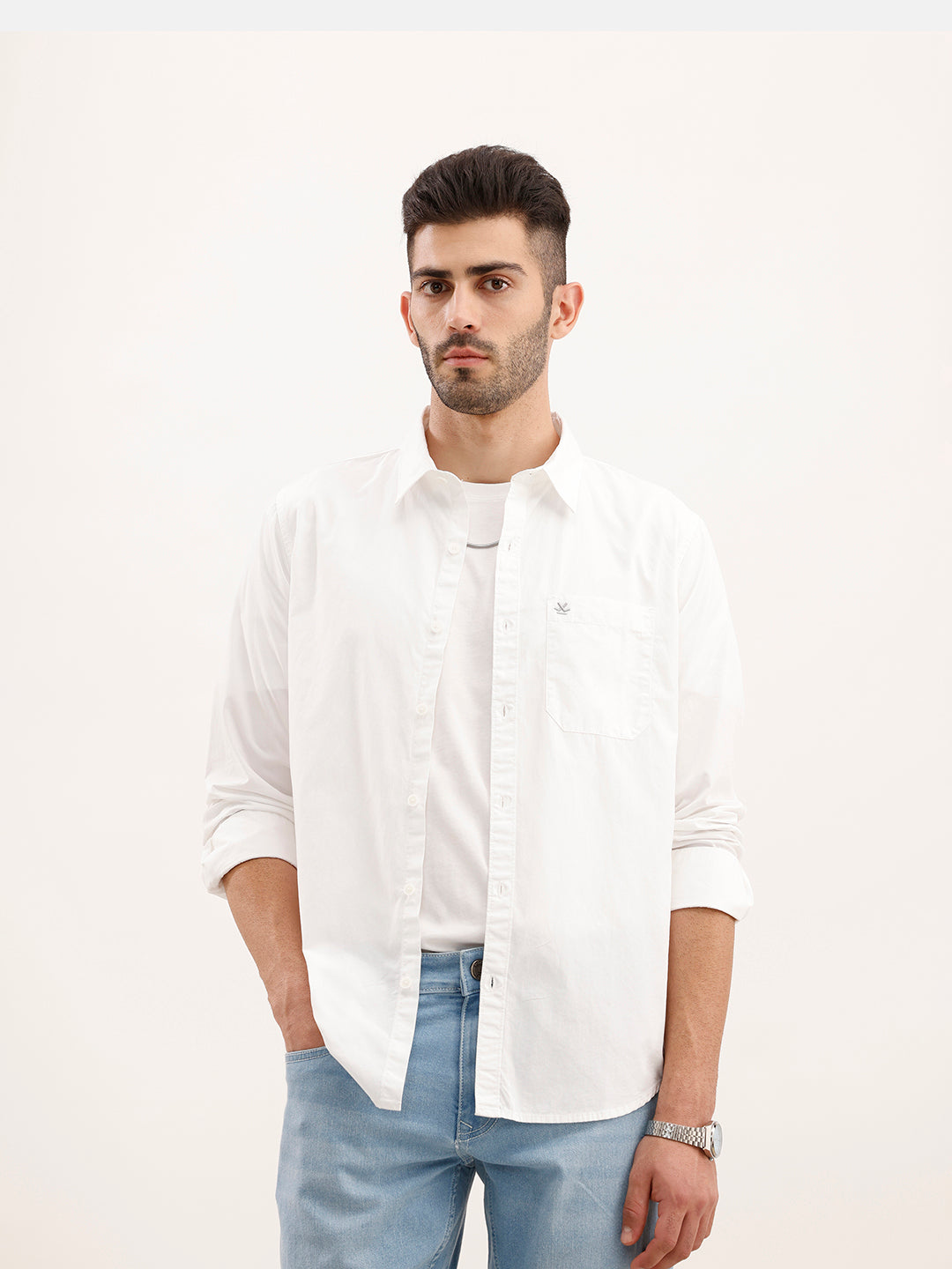 Solid Regular Fit Shirt | White
