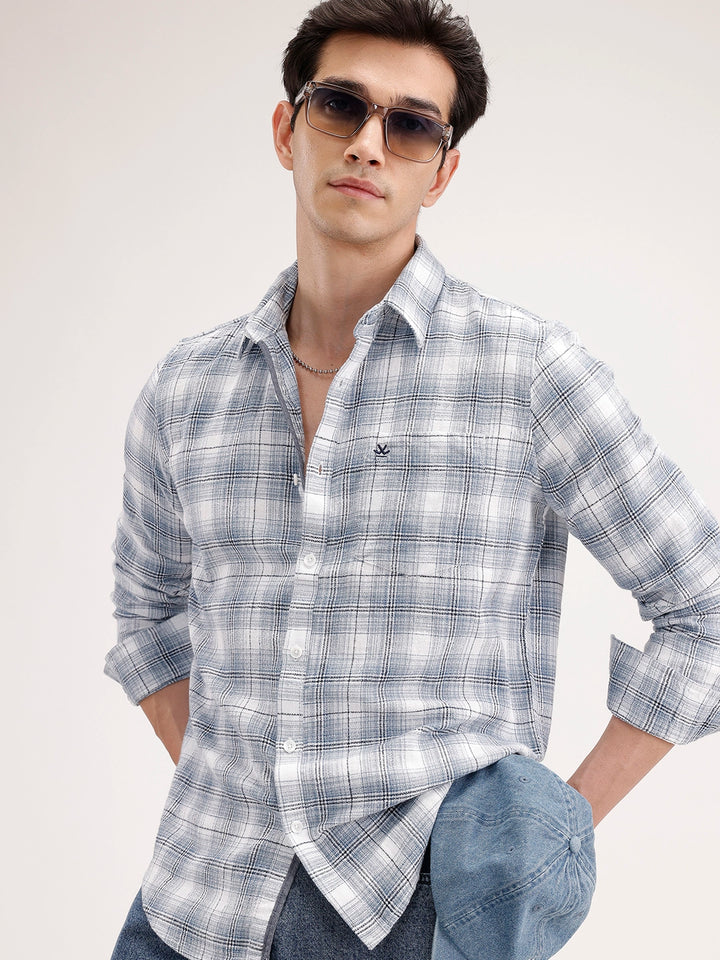 Slim Fit Checkered Shirt | Blue