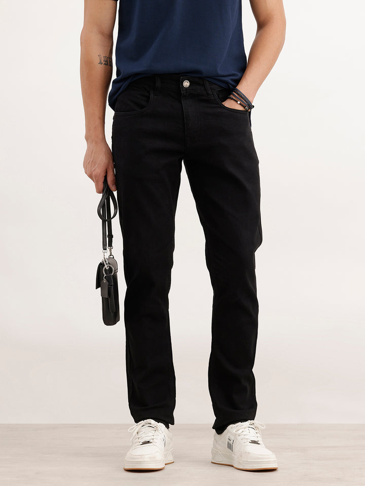 Solid Slim Fit Denim Jeans  | Black