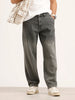 Loose Fit Pleated Denim Jeans | Grey
