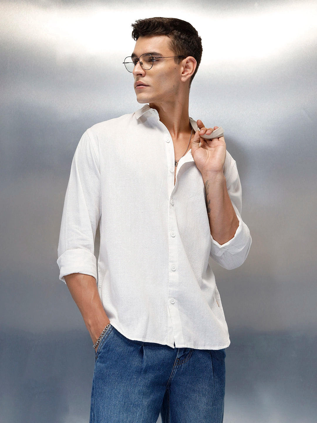 Men's Casual Regular Fit Shirt | Off White