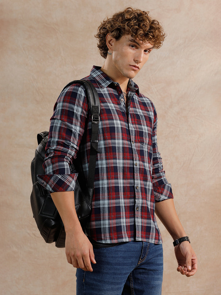 Twill Checked Regular Fit Shirt | Blue