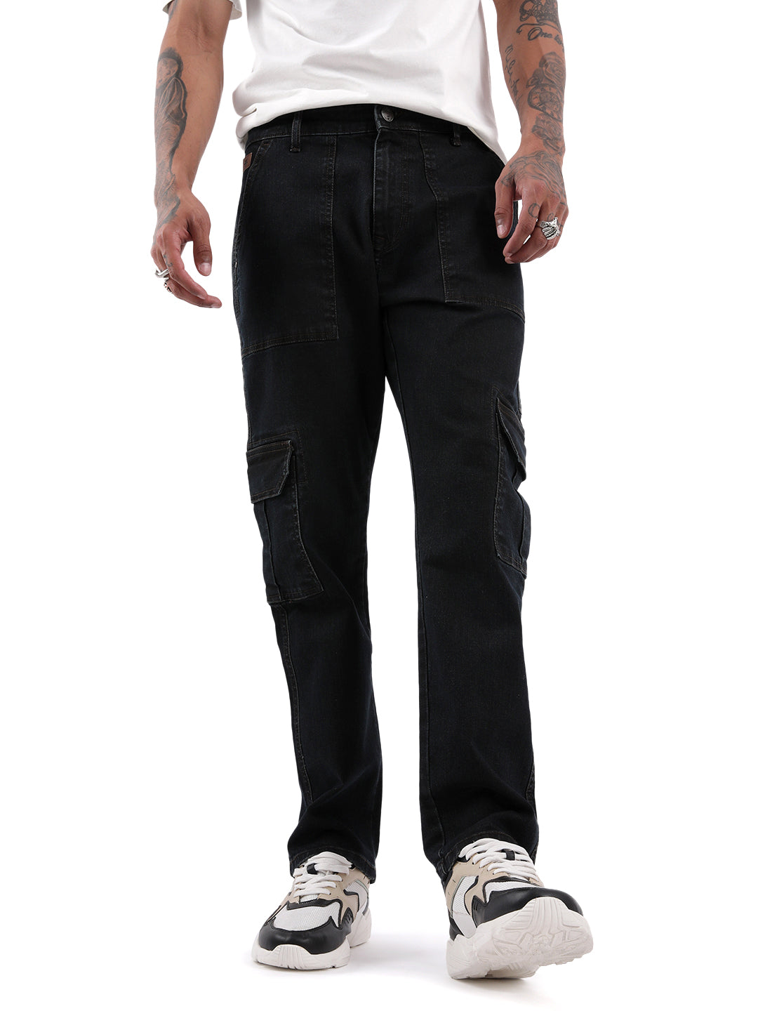 Black Cargo Stitch Jeans