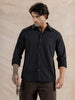Textured Printed Checks Regular Fit Shirt | Black