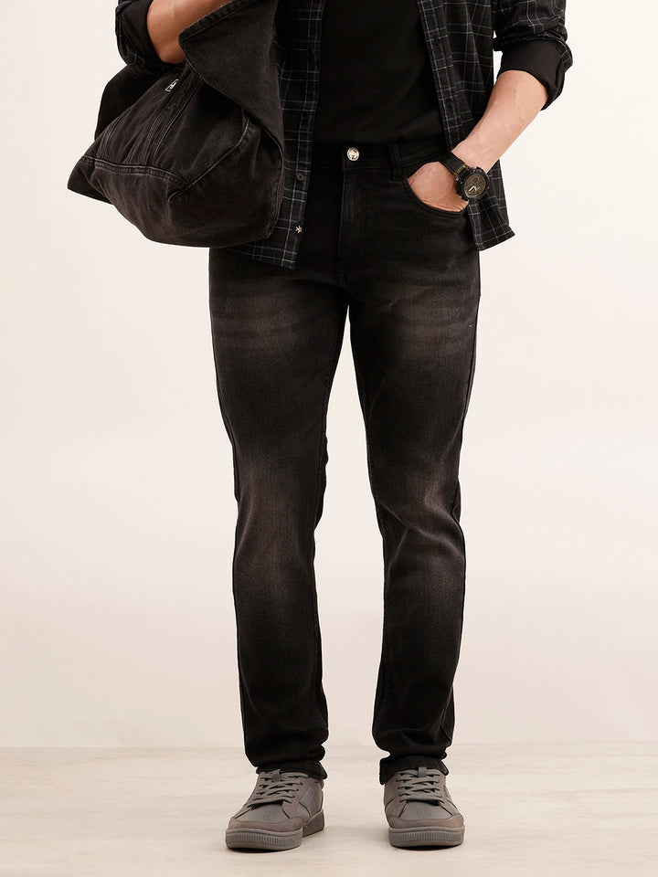 Faded Slim Fit Denim Jeans | Charcoal