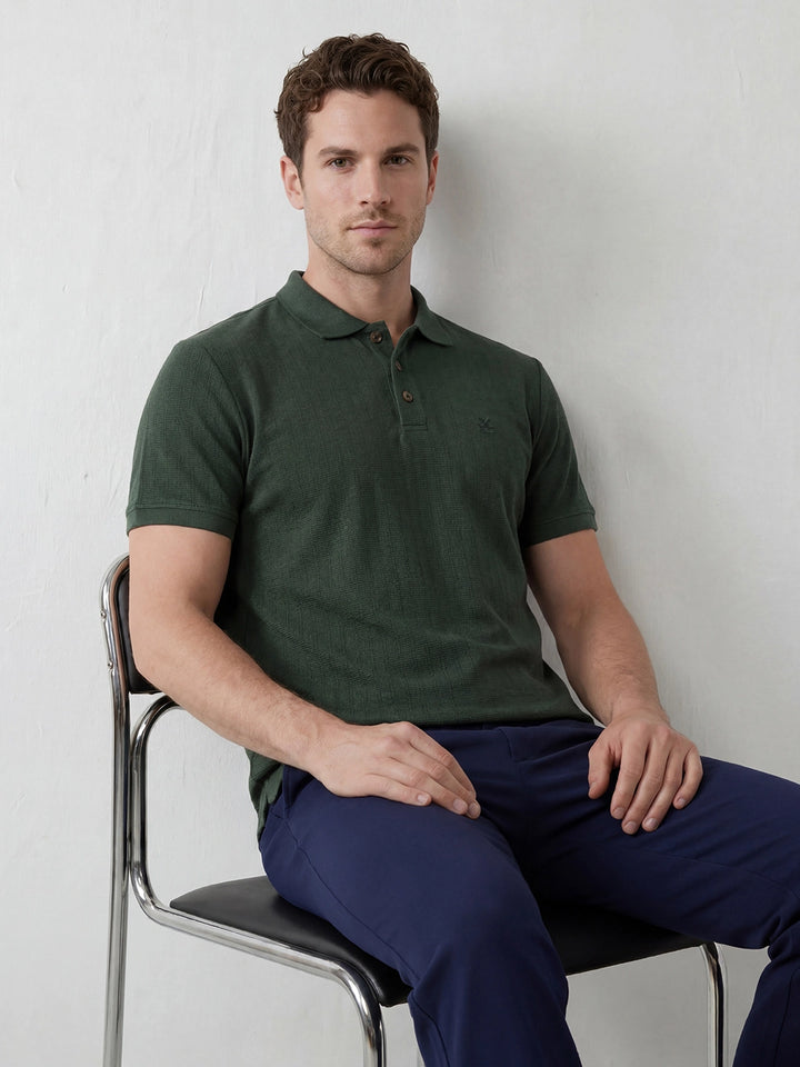 Classic Textured Polo T-Shirt | Teal