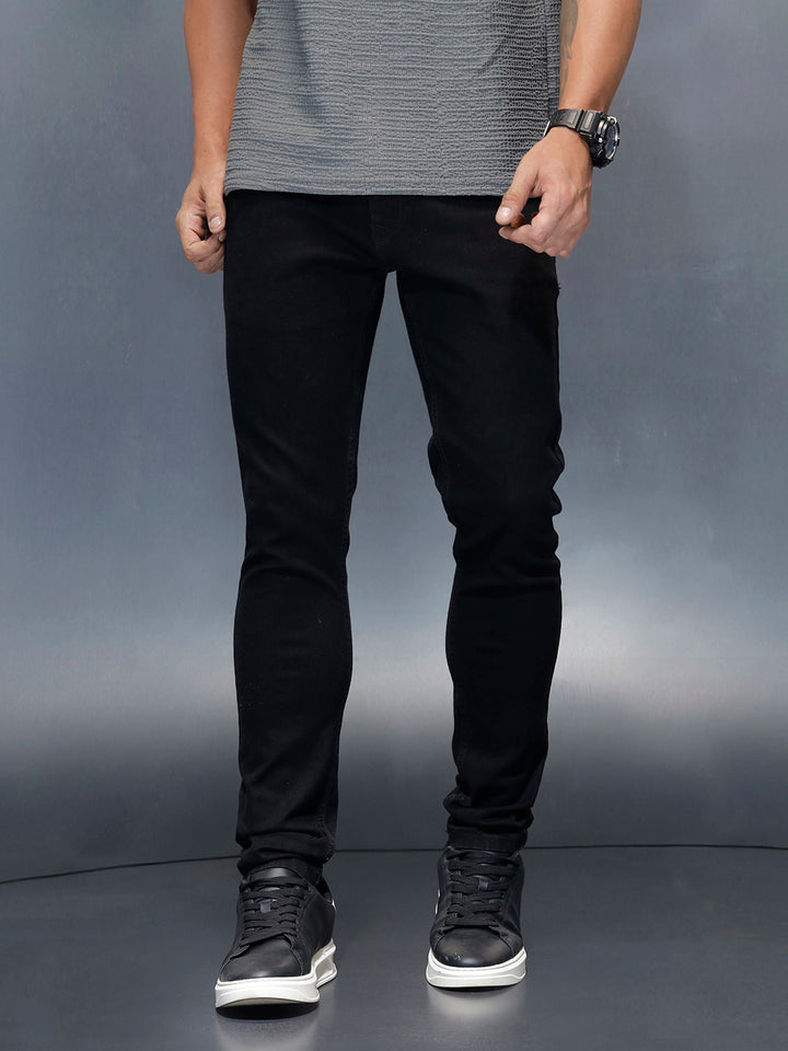 Men's Casual Slim Tapered Fit Jeans | Black