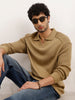 Oversized Contrast Collar Knitted Sweater | Beige