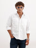 Textured Regular Fit Double Pocket Shirt | White