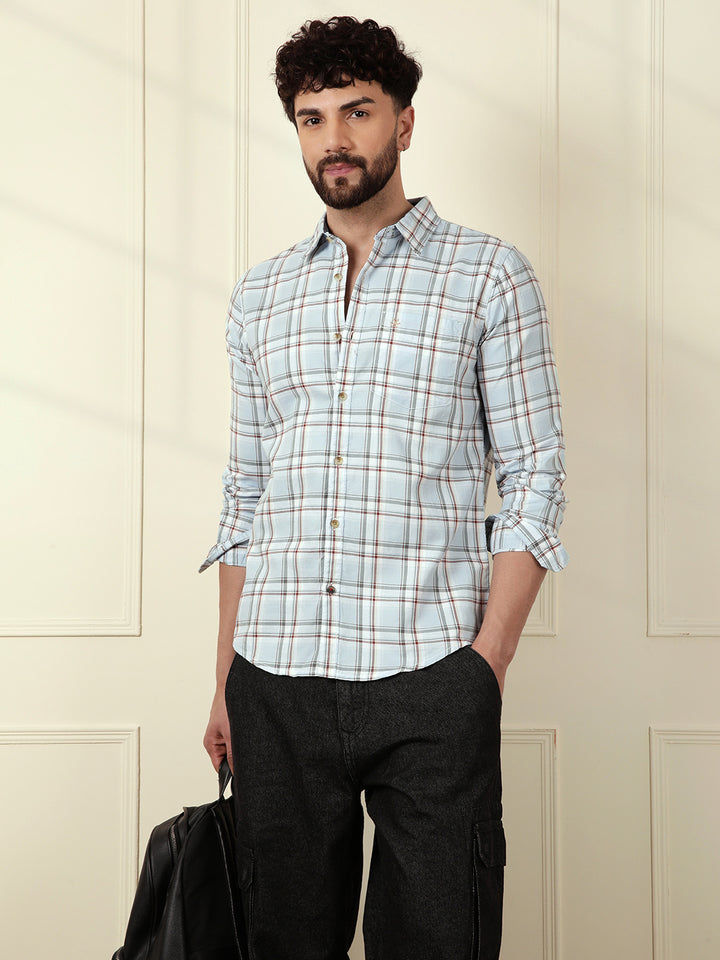 Classic Checked Cotton Shirt | Blue