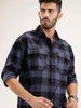 Oversized Checkered Double Pocket Shirt | Blue