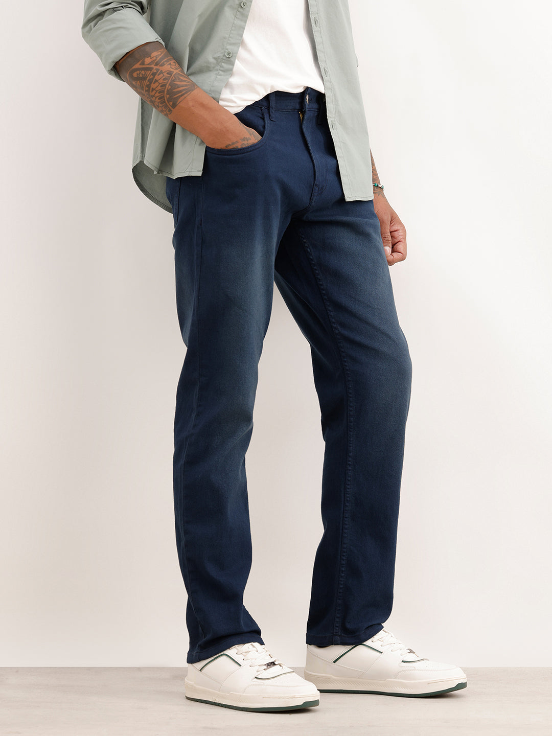 Solid Slim Fit Denim Jeans | Dark Blue