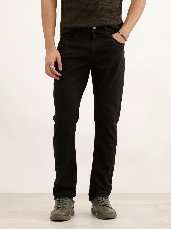 Solid Slim Fit Denim Jeans | Black