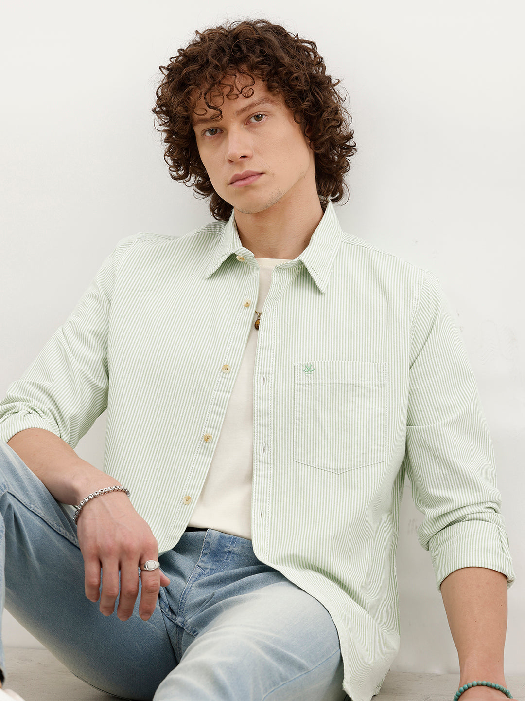 Regular Fit Striped Shirt | Light Green