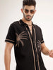 Slim Fit Jacquard Resort Collar Shirt | Black