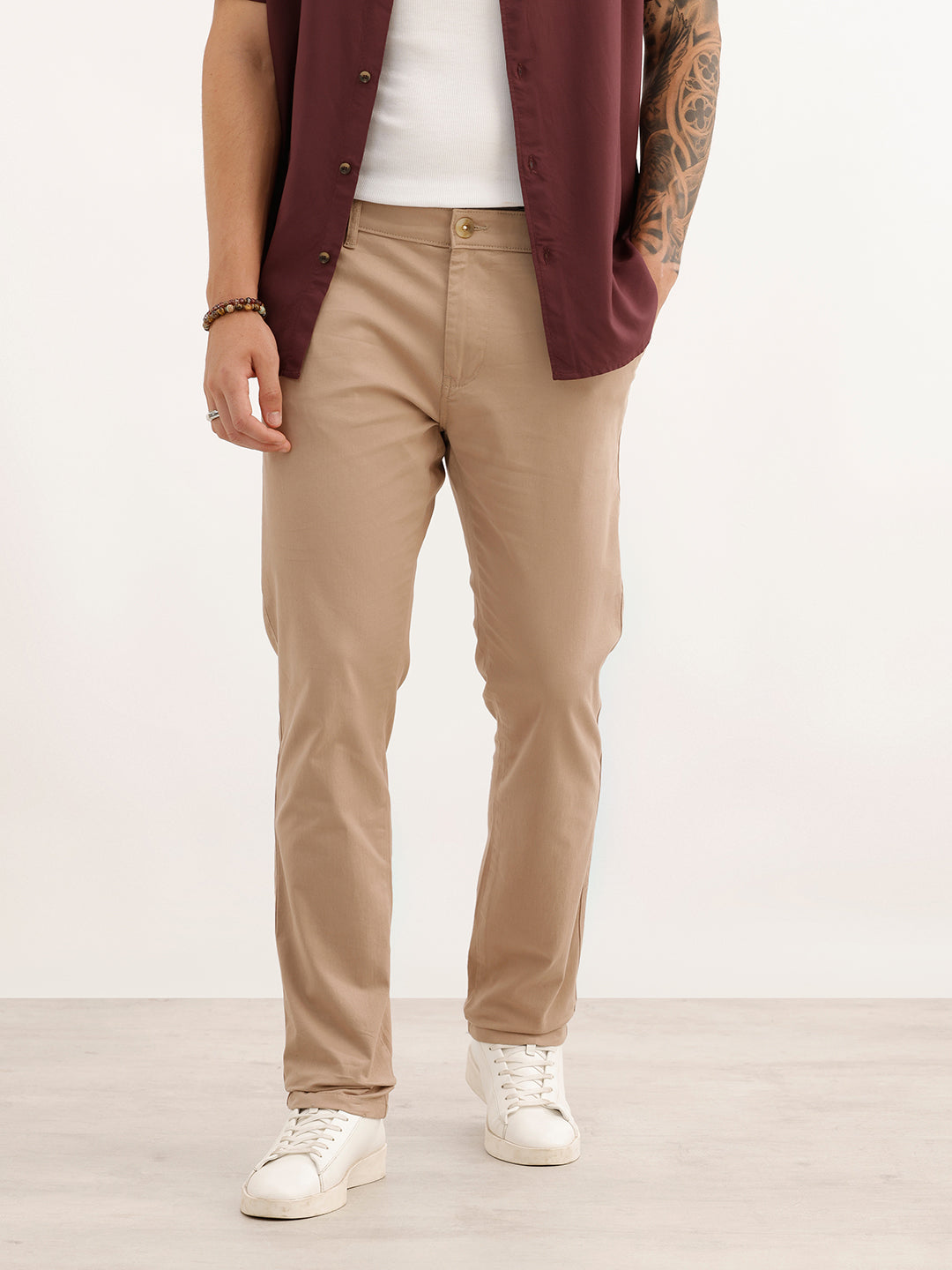 Classic Solid Slim Fit Trouser | Brown | WSTRS5021F