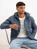 Solid Regular Fit Puffer Hooded Jacket | Blue