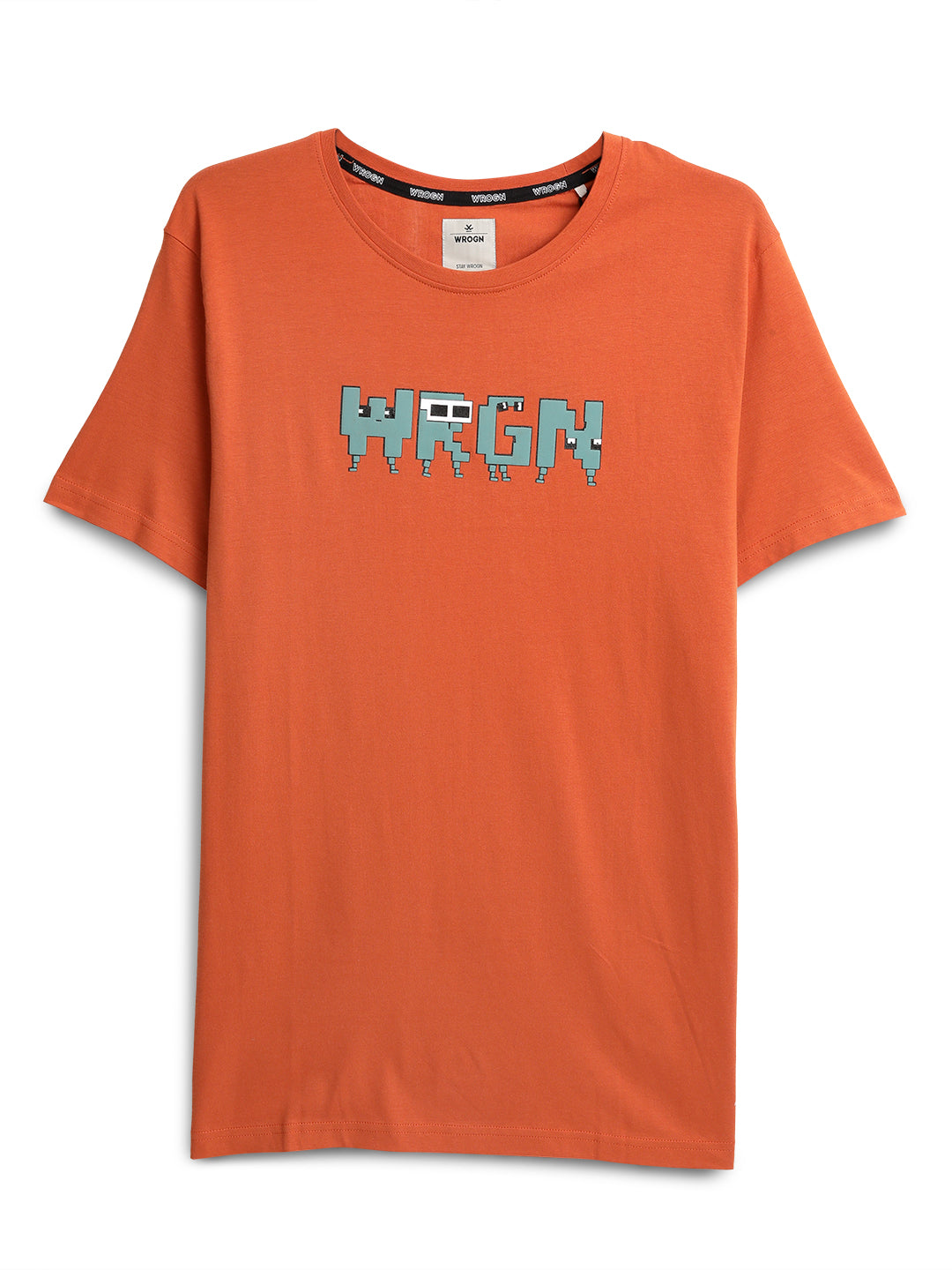 Wrogn Pixel Printed Rust T-Shirt