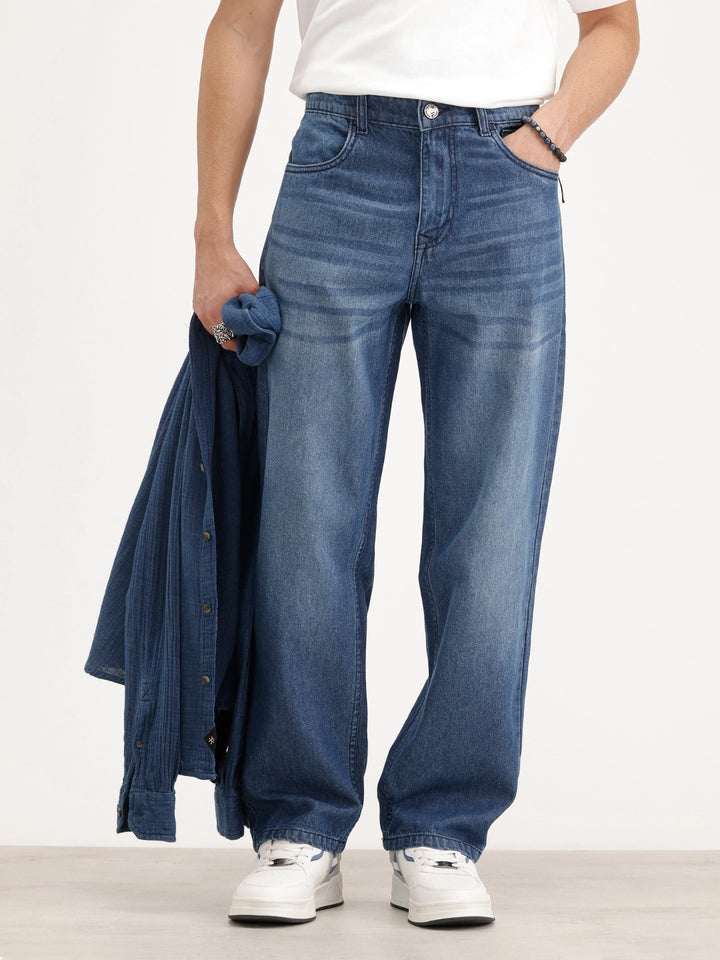 Loose Fit Denim Jeans | Light Blue
