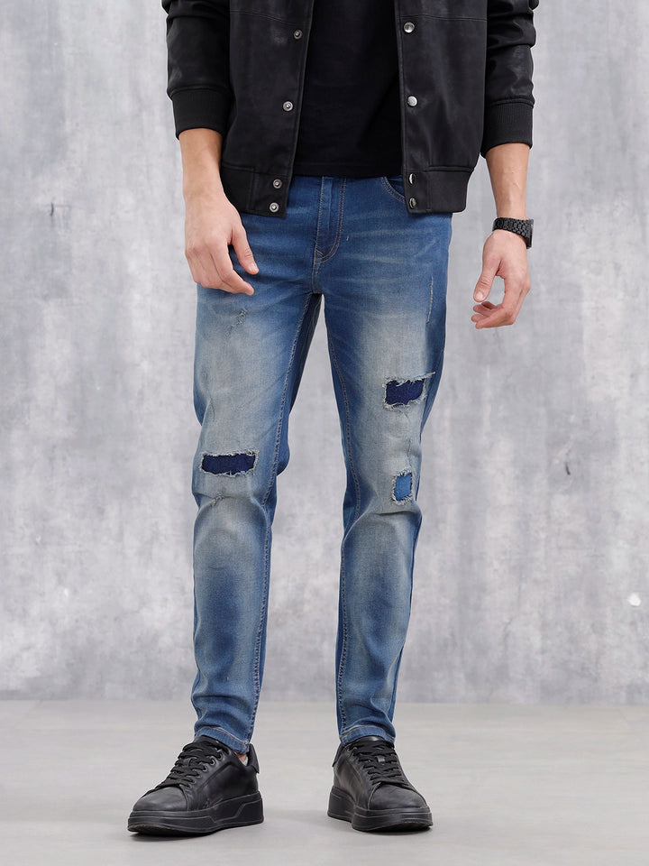 Men Casual Skinny Crop Jeans | Med Stone