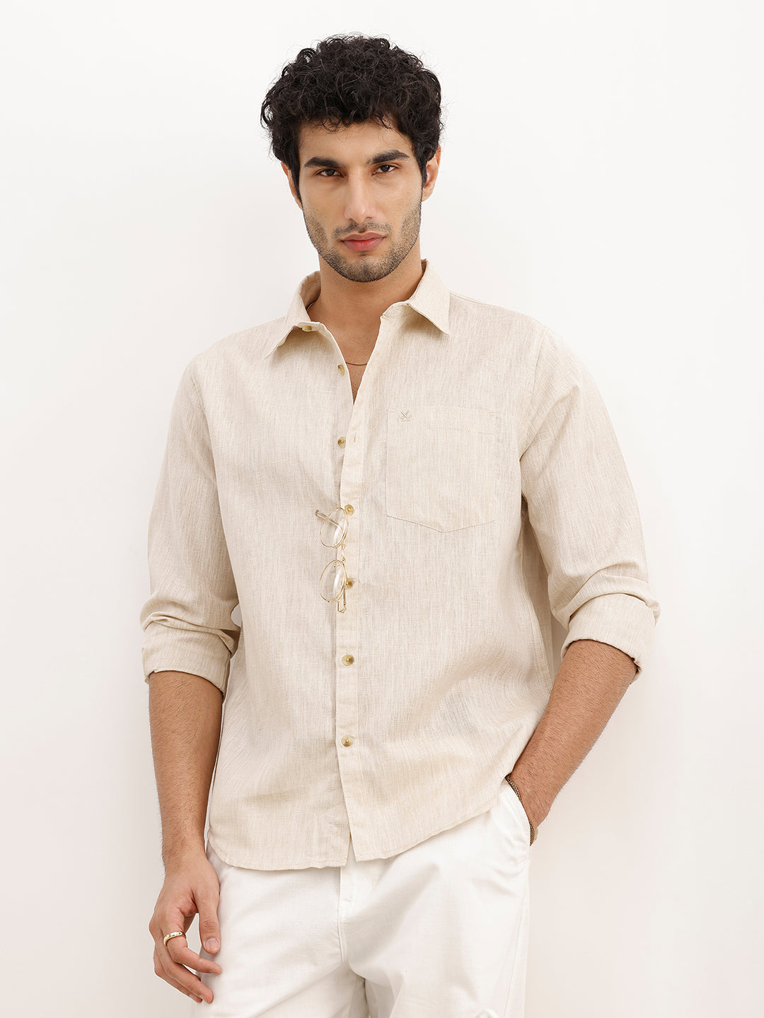 Solid Full Sleeve Shirt | Khaki