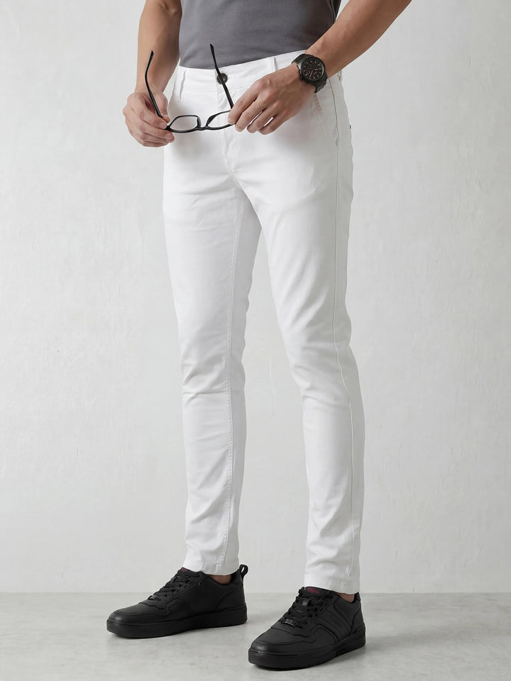 Solid Slim Fit Trouser | White