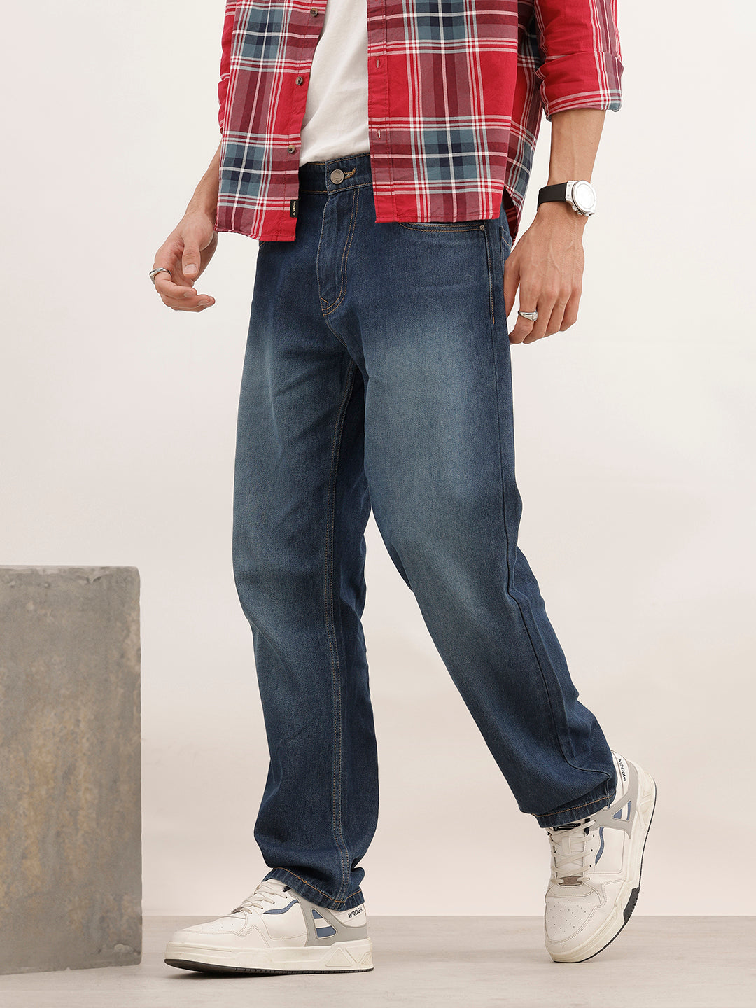Faded Anti Fit Denim Jeans | Dark Blue