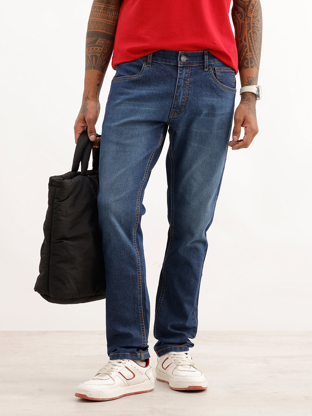 Faded Slim Fit Denim Jeans | Dark Blue