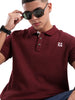 Textured Maroon Waffle Polo T-Shirt