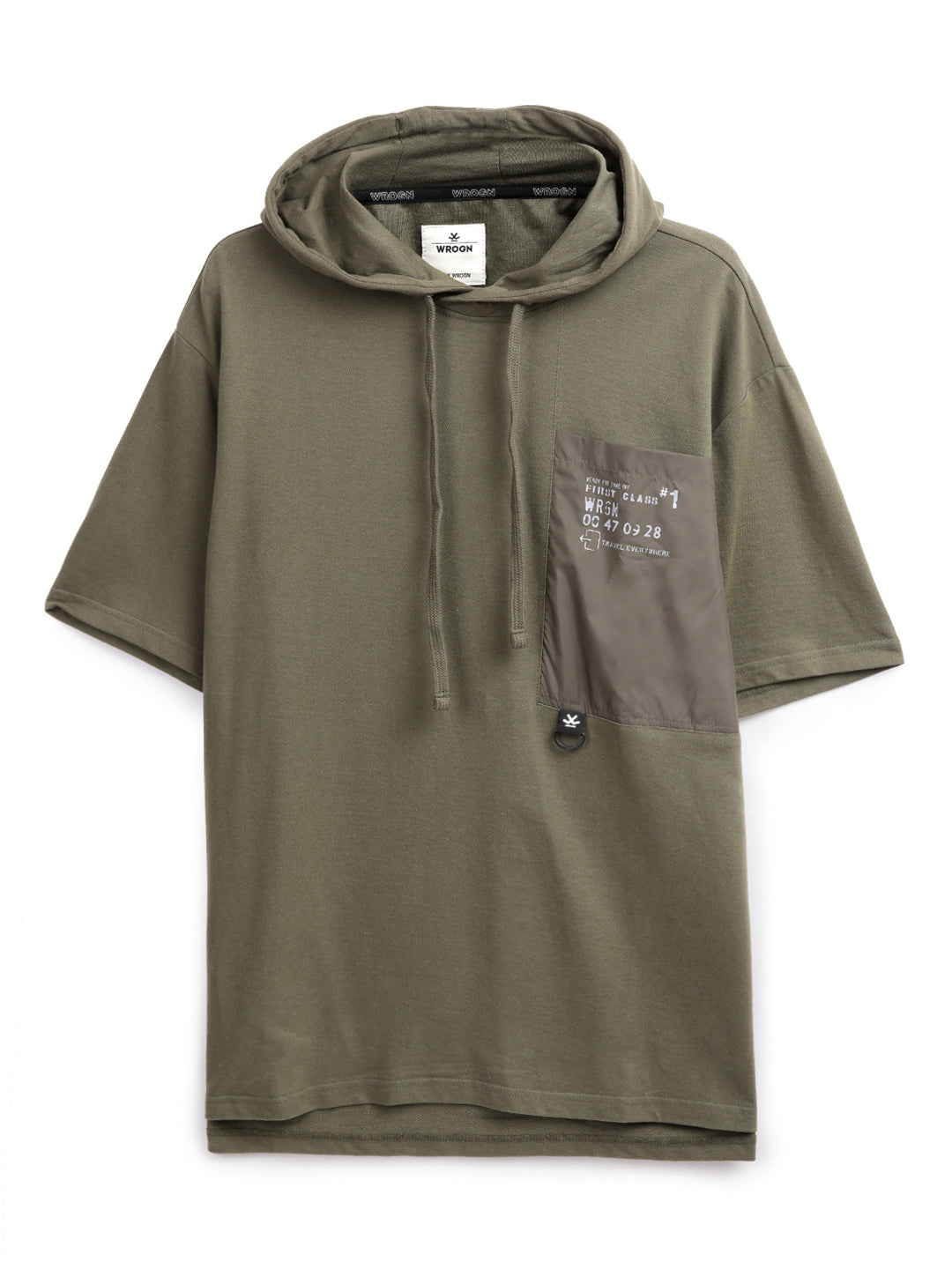 Olive Print Hooded Oversized T-Shirt