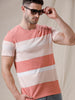 Slim Fit Stripes Coral T-Shirt