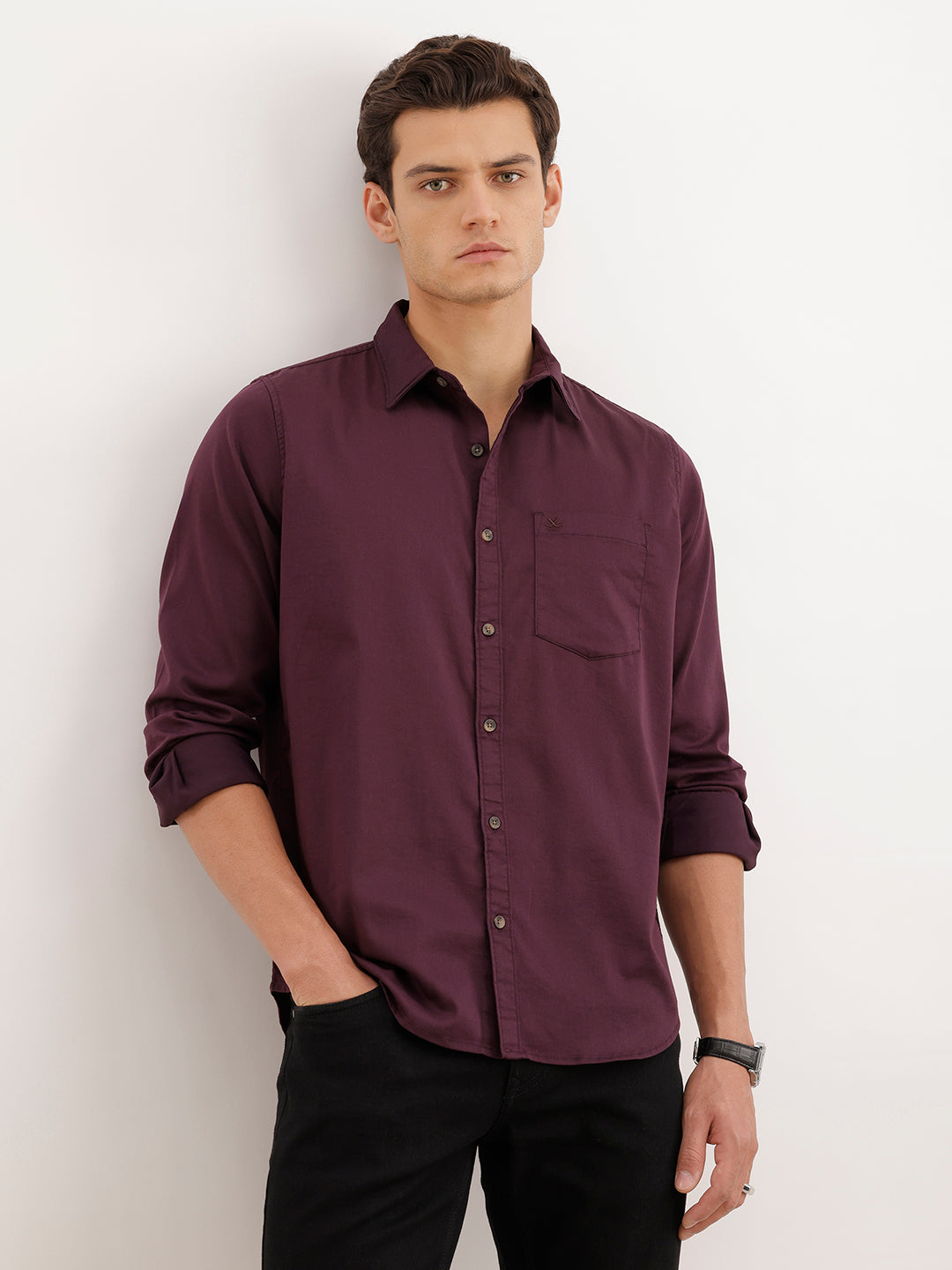 Regular Fit Full Sleeved Shirt | Wine