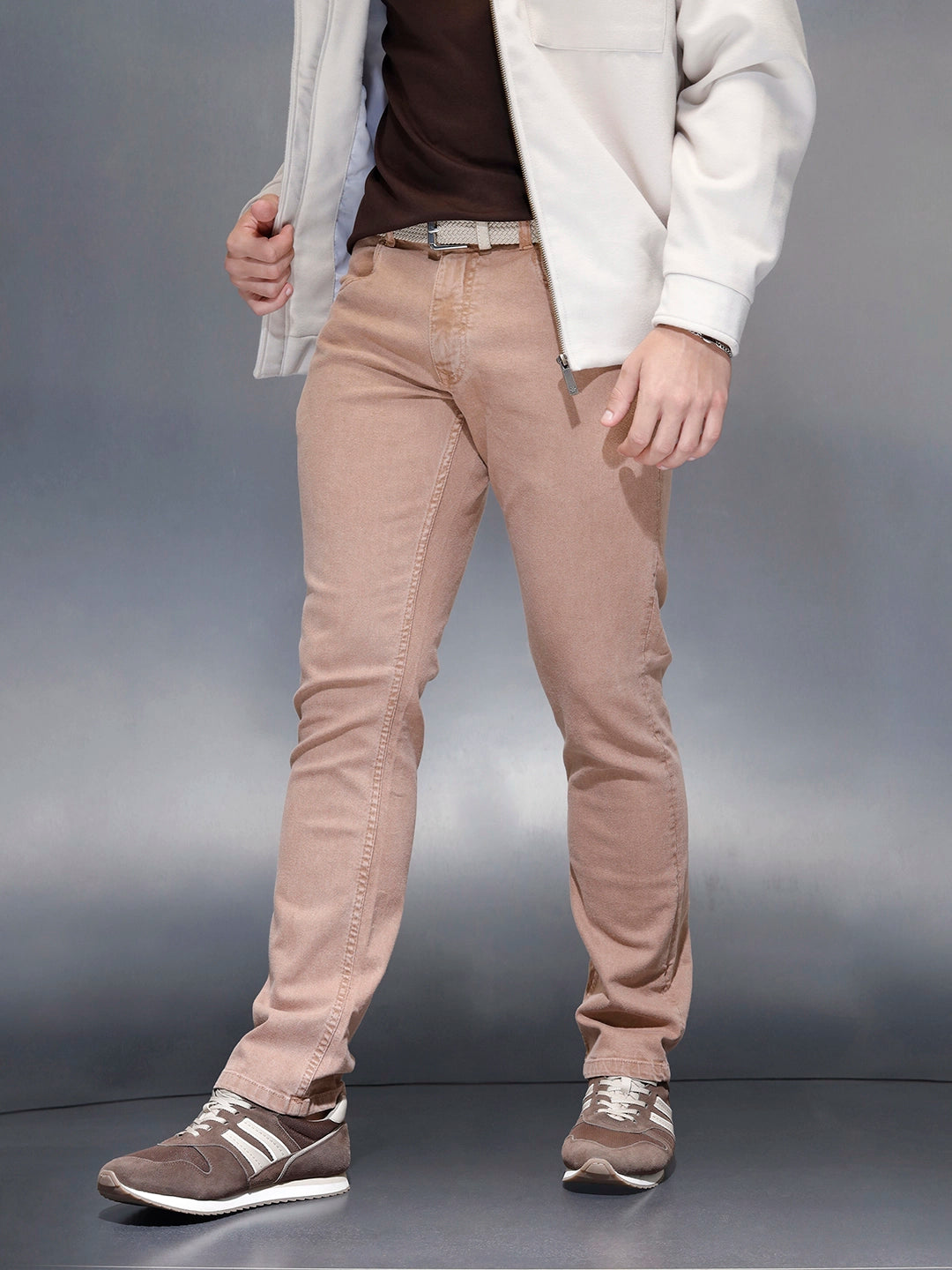 Men's Casual Straight Fit Denim Trousers  | Khaki