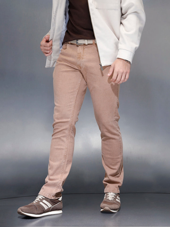 Men's Casual Straight Fit Denim Trousers  | Khaki