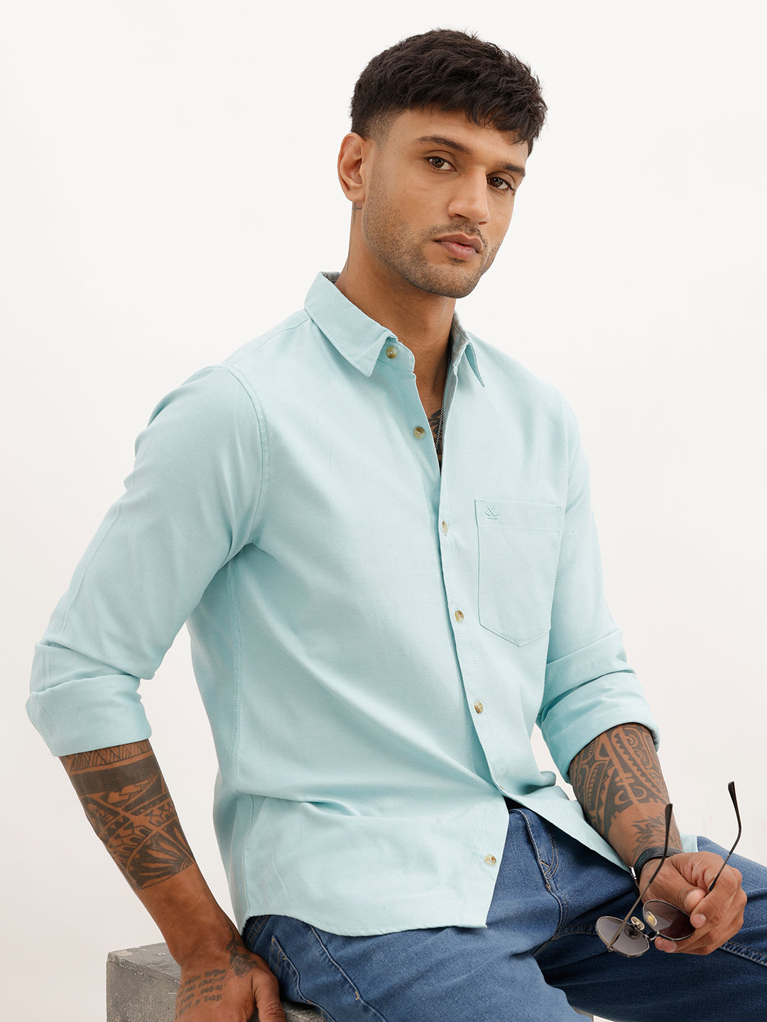 Solid Regular Fit Full Sleeve Shirt | Light Green | WWSH9178F