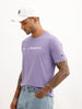 Slim Fit Placement Printed T-Shirt | Lavender