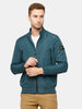 Teal Slim Fit Nylon Biker Jacket