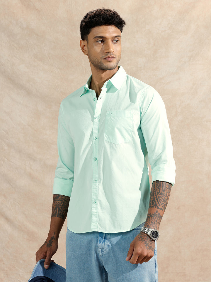 Solid Regular Fit Shirt | Light Green