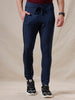 Knit Navy Blue Jogger With Stripe