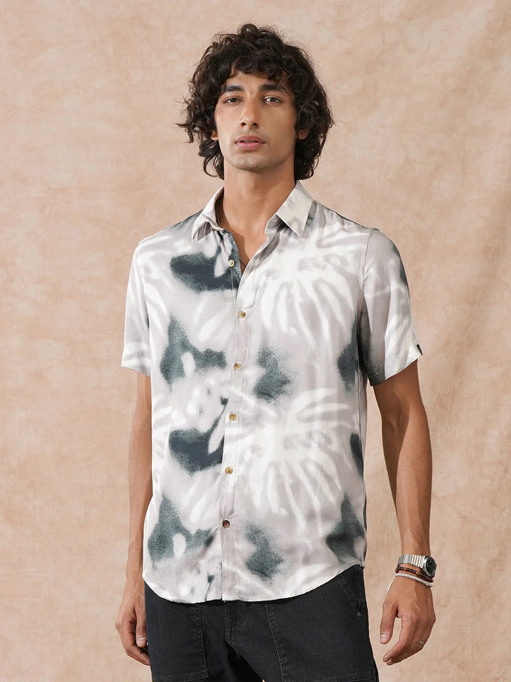 Fluid Viscose AOP Shirt | Grey