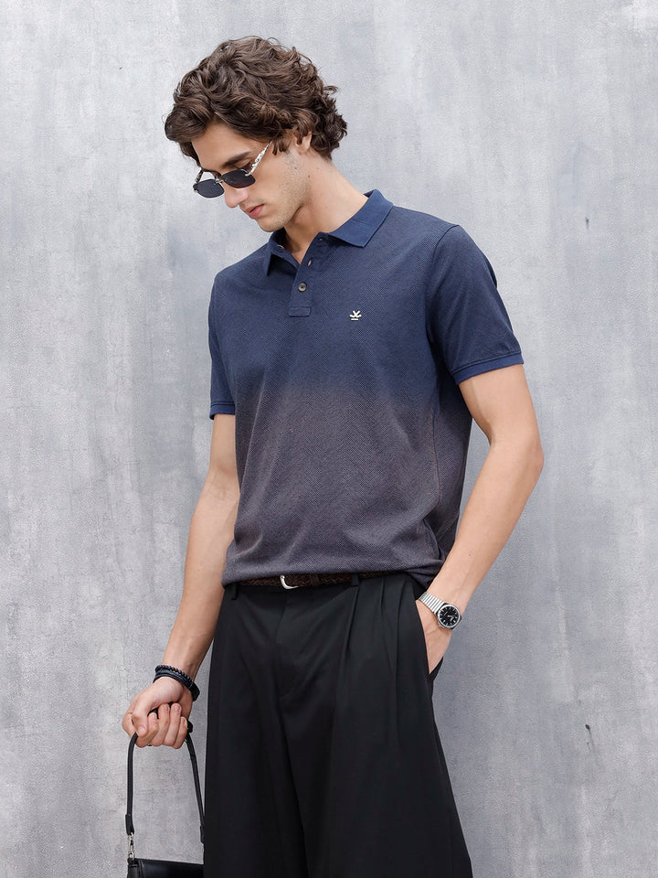 Men's Slim Fit Washed Polo T-Shirt | Dark Blue