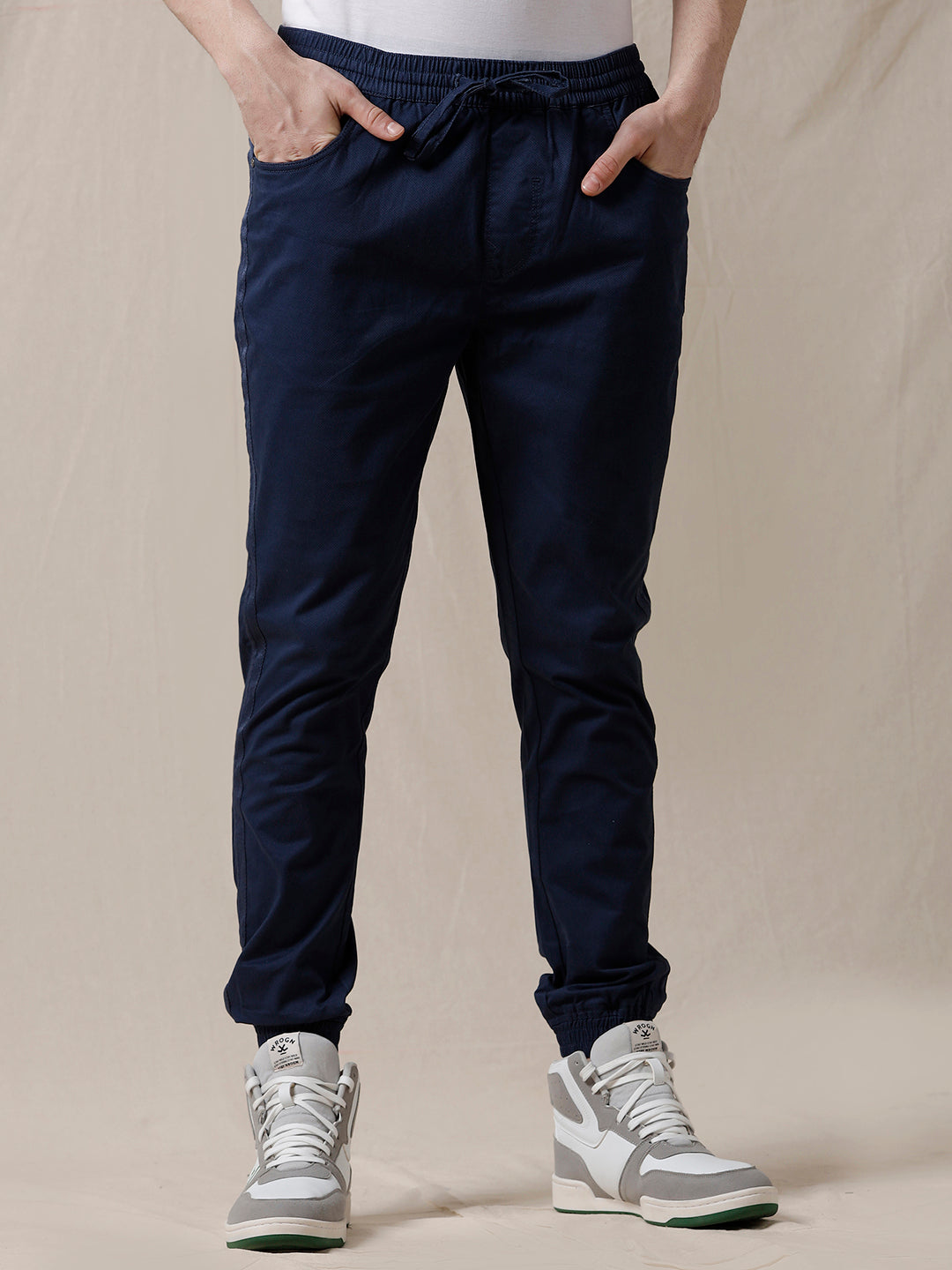 Solid Blue Cotton Jogger