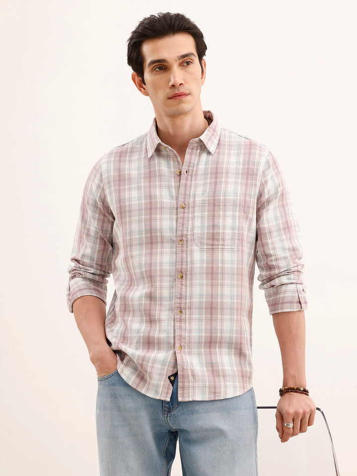 Regular Fit Checkered Shirt | Grey