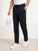 Solid Loose Fit Pleated Jogger | Navy Blue
