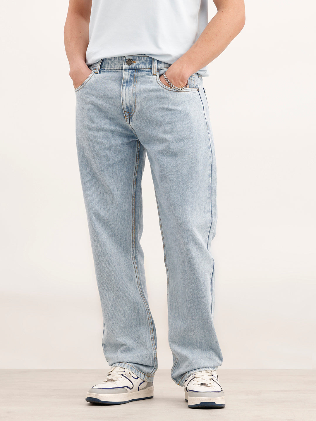 Anti Fit Solid Denim Jeans  | Light Blue
