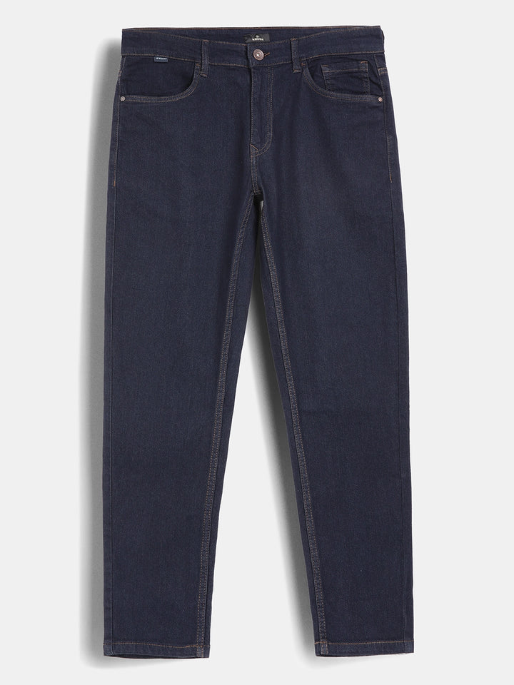 Solid Skinny Crop Fit Denim Jeans | Dark Blue